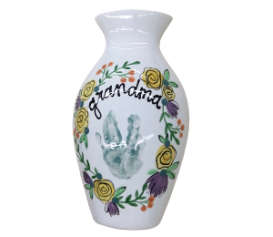 Elk Grove Floral Handprint Vase